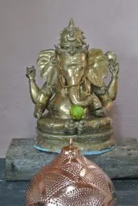 An apple offering to ganesh