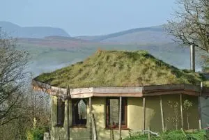 Arenig fawr in the distance ty mam mawr straw bale roundhouse off grid eco retreat centre
