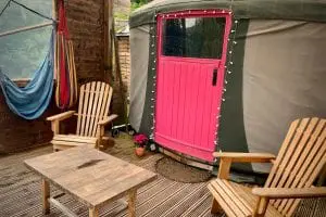 Ty crwn bach idris yurt deck off grid sustainable eco glampsite and glamping