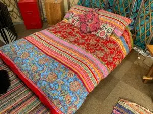 Ty crwn bach idris yurt inside off grid sustainable eco glampsite and glamping