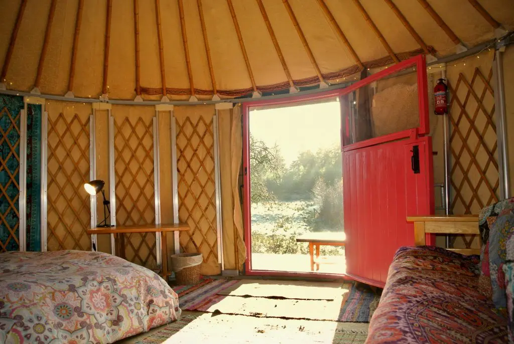 Ty crwn bach idris yurt interior 2 off grid sustainable eco glampsite and glamping