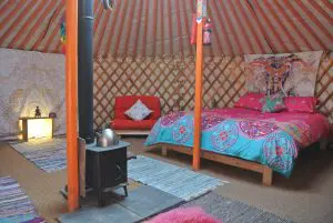 Ty crwn mawr yurt interior 10 off grid sustainable eco glampsite and glamping