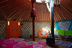 Ty crwn mawr yurt interior 11 off grid sustainable eco glampsite and glamping