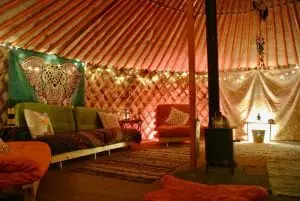 Ty crwn mawr yurt interior 15 off grid sustainable eco glampsite and glamping