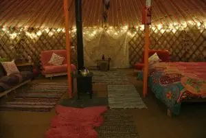 Ty crwn mawr yurt interior 17 off grid sustainable eco glampsite and glamping