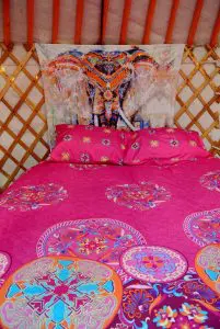 Ty crwn mawr yurt interior 2 off grid sustainable eco glampsite and glamping