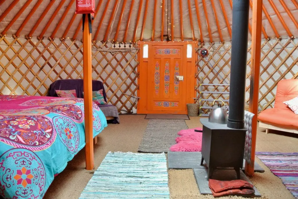 Ty crwn mawr yurt interior 5 off grid sustainable eco glampsite and glamping