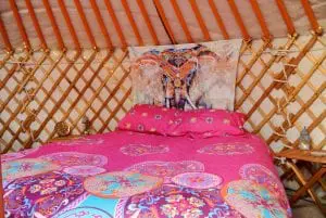 Ty crwn mawr yurt interior 7 off grid sustainable eco glampsite and glamping