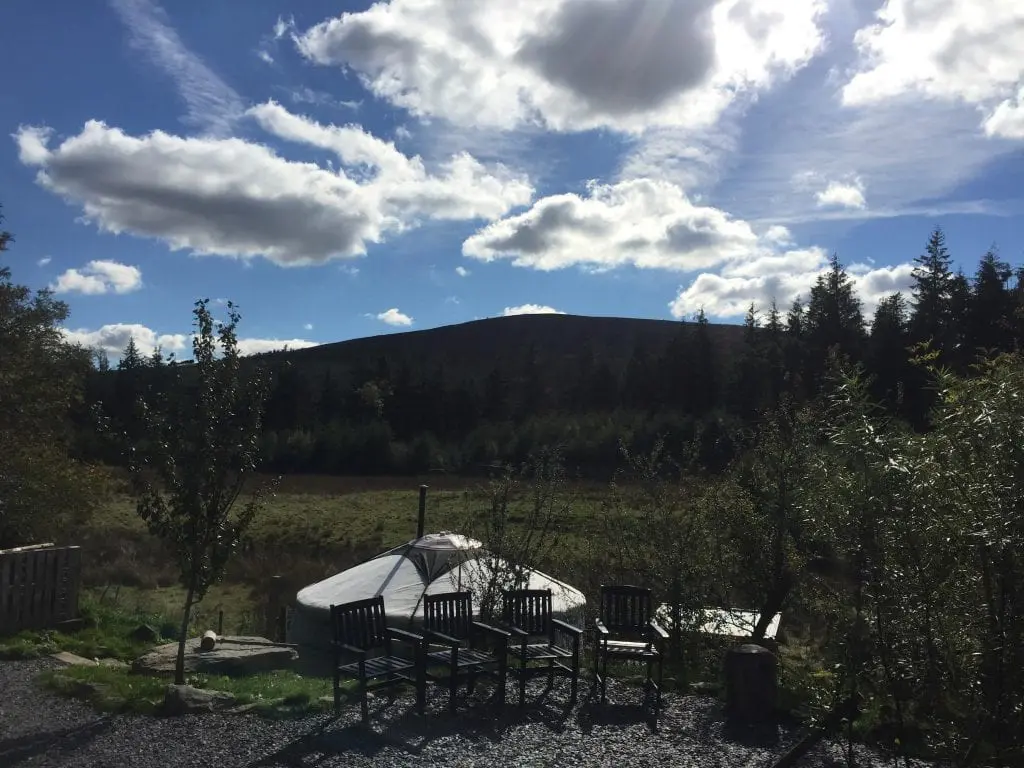 Ty crwn mawr yurt outside old cover 5 off grid sustainable eco glampsite and glamping