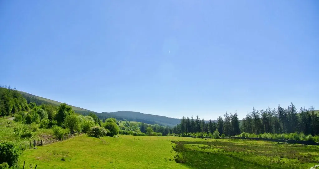 View east to moel fferna from celyn coed off grid sustainable eco glampsite and glamping