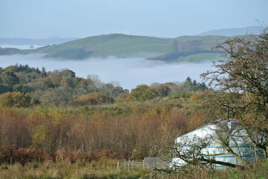 Ty crwn mawr yurt the dee valley in the autumn full of the dragon breath off grid sustainable eco glampsite and glamping