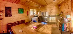 Ty mam mawr log cabin interior off grid sustainable eco glampsite and glamping