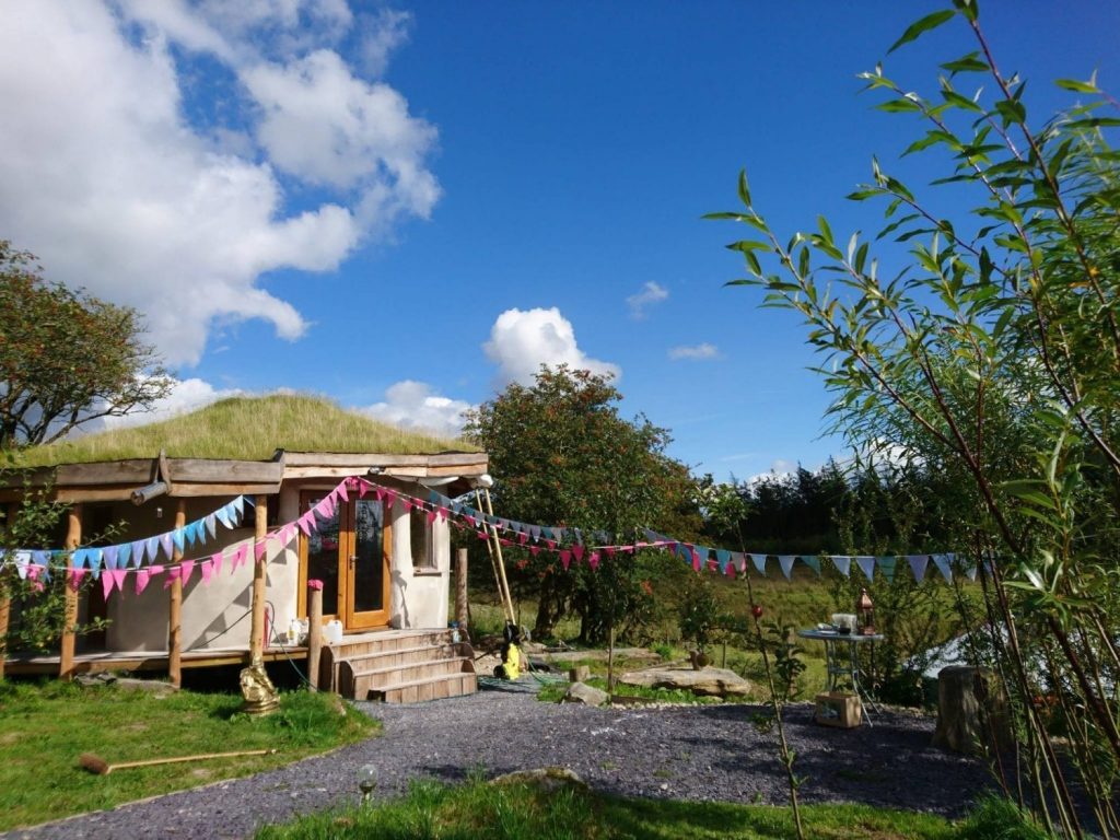 Getting the straw bale roundhouse ready for our first bio energy meditation retreat