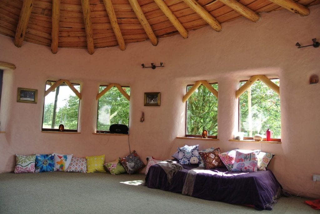 Inside the straw bale roundhouse