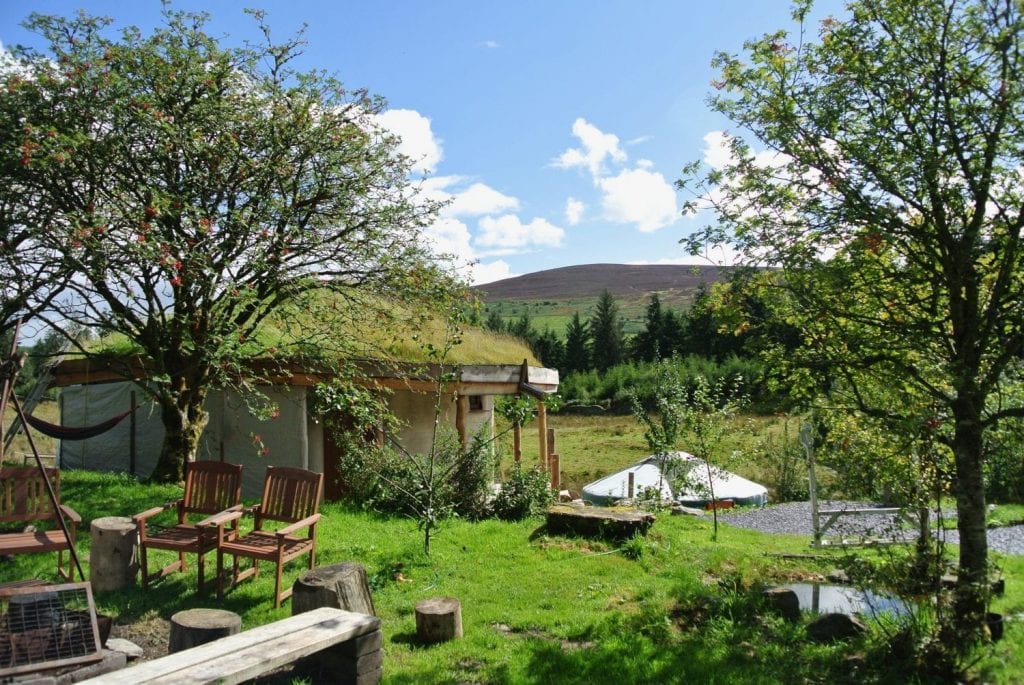 Lovely day to sit by the fire pit at Ty Mam Mawr eco retreat centre