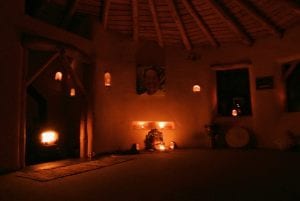 Night time in the roundhouse by candlelight and a toasty fire