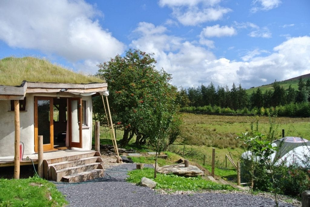 The straw bale roundhouse still needs finishing off and painting