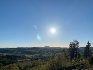 A sunny may afternoon in the dee valley looking out at arenig fawr from just above ty mam mawr eco retreat centre off grid sustainable eco glampsite and glamping