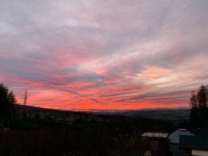 Red sky at night...ty crwn bach idris off grid sustainable eco glampsite and glamping