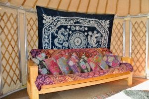 Ty crwn bach idris yurt interior 1 off grid sustainable eco glampsite and glamping