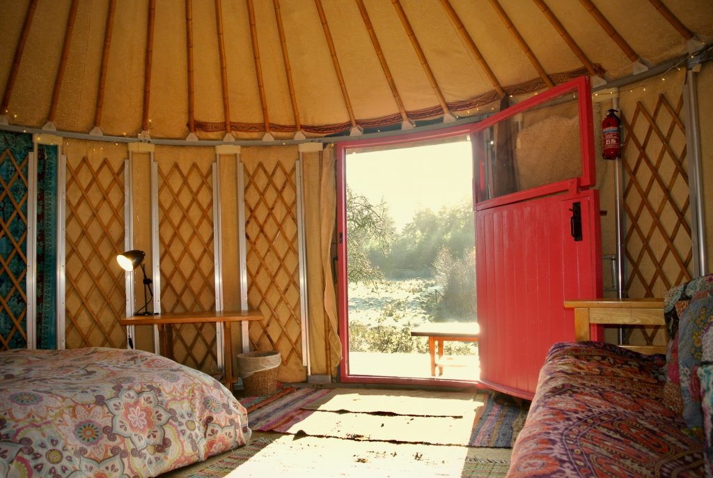 Ty crwn bach idris yurt interior 2 off grid sustainable eco glampsite and glamping