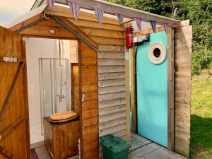 Ty crwn mawr yurt bathroom and kitchen shed off grid sustainable eco glampsite and glamping