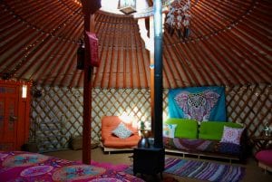 Ty crwn mawr yurt interior 14 off grid sustainable eco glampsite and glamping