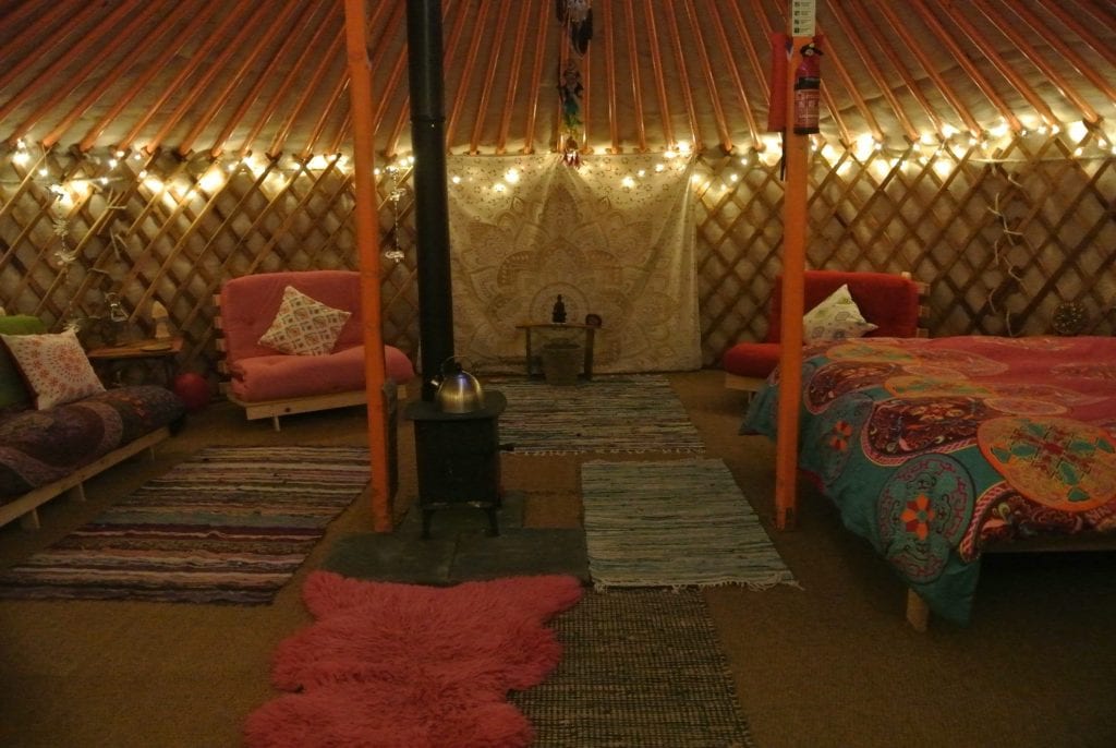 Ty crwn mawr yurt interior 17 off grid sustainable eco glampsite and glamping