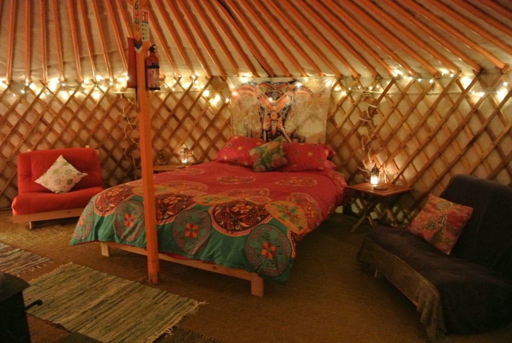 Ty crwn mawr yurt interior 19 off grid sustainable eco glampsite and glamping