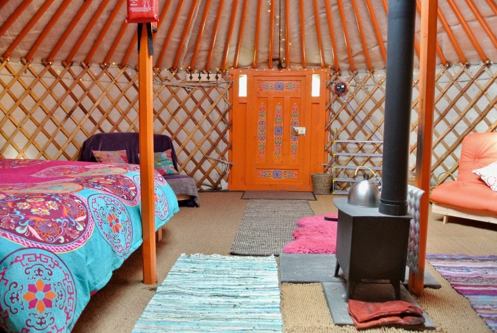 Ty crwn mawr yurt interior 5 off grid sustainable eco glampsite and glamping