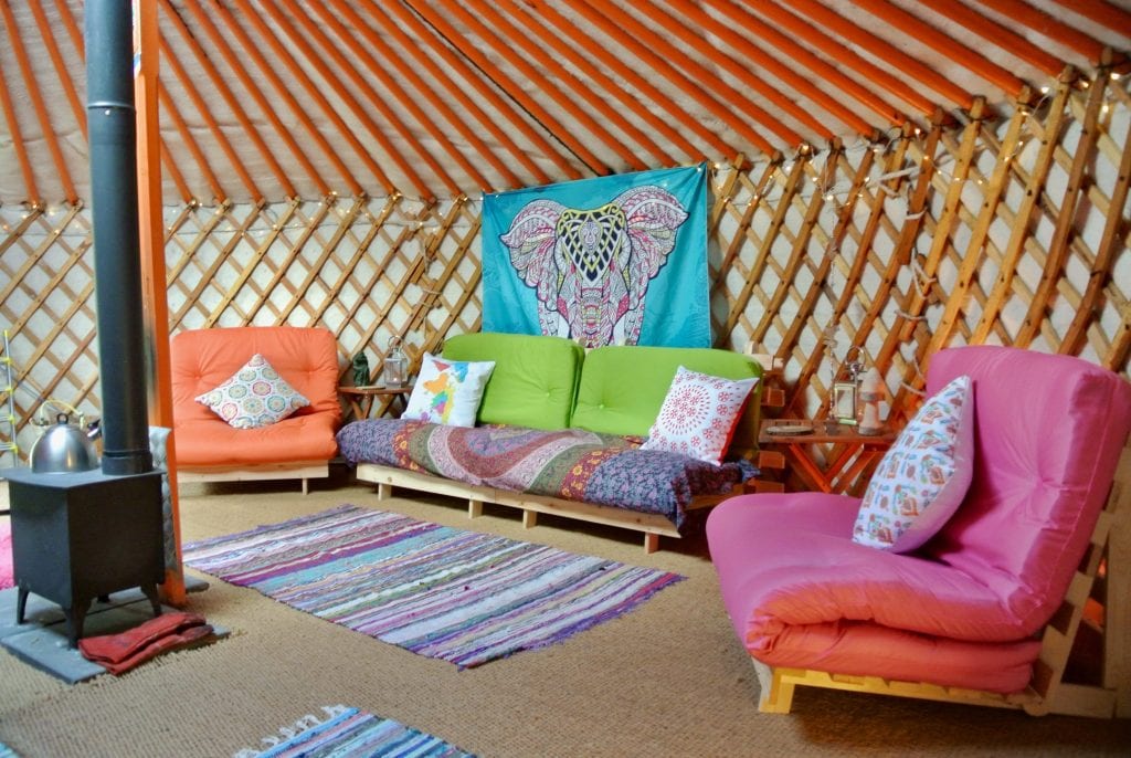 Ty crwn mawr yurt interior 9 off grid sustainable eco glampsite and glamping