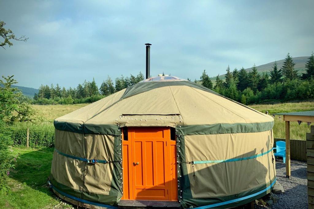 Ty crwn mawr yurt outside new cover 2 off grid sustainable eco glampsite and glamping