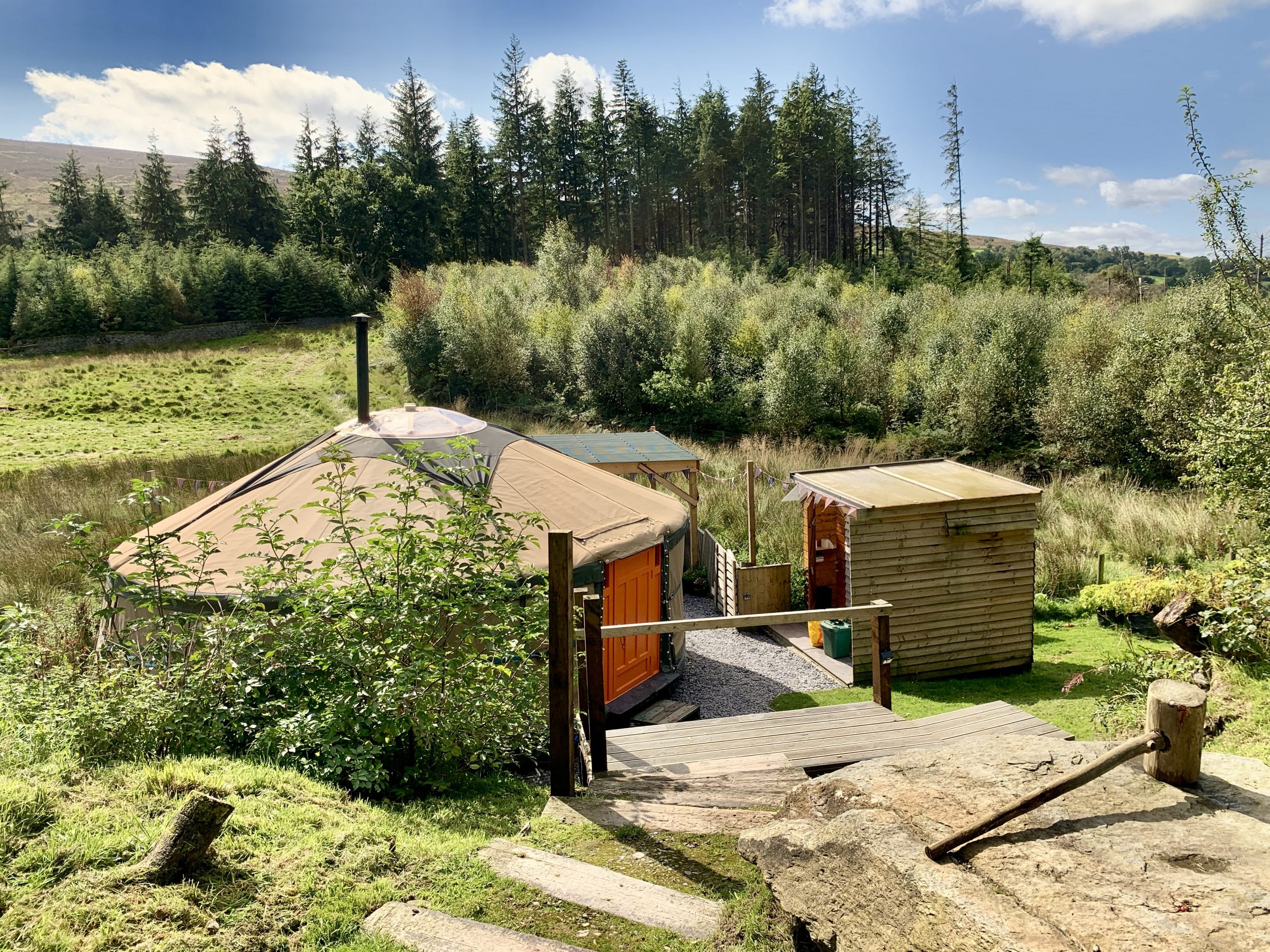 Ty Crwn Mawr yurt and Ty Bach Pren at Greener Glamping in North Wales